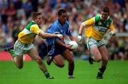 17 June 2001; Jason Sherlock of Dublin in action against Karl Slattery, left, and Cathal Daly of Offaly during the Bank of Ireland Leinster Senior Football Championship Semi-Final match between Dublin and Offaly at Croke Park in Dublin. Photo by Ray Lohan/Sportsfile