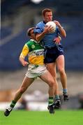 17 June 2001; Peadar Andrews of Dublin in action against Colm Quinn of Offaly during the Bank of Ireland Leinster Senior Football Championship Semi-Final match between Dublin and Offaly at Croke Park in Dublin. Photo by Ray McManus/Sportsfile
