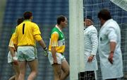 17 June 2001; Finbar Cullen of Offaly remonstrates with an Umpire as he waves the flag after a Dublin goal during the Bank of Ireland Leinster Senior Football Championship Semi-Final match between Dublin and Offaly at Croke Park in Dublin. Photo by Ray McManus/Sportsfile