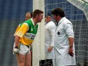 17 June 2001; Cathal Daly of Offaly remonstrates with an Umpire as he waves the flag after a Dublin goal during the Bank of Ireland Leinster Senior Football Championship Semi-Final match between Dublin and Offaly at Croke Park in Dublin. Photo by Ray McManus/Sportsfile
