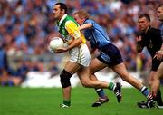 17 June 2001; Barry Malone of Offaly in action against Wayne McCarthy of Dublin during the Bank of Ireland Leinster Senior Football Championship Semi-Final match between Dublin and Offaly at Croke Park in Dublin. Photo by Ray Lohan/Sportsfile