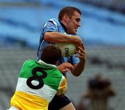 17 June 2001; Ciaran Whelan of Dublin in action against Ciaran McManus of Offaly during the Bank of Ireland Leinster Senior Football Championship Semi-Final match between Dublin and Offaly at Croke Park in Dublin. Photo by Brian Lawless/Sportsfile