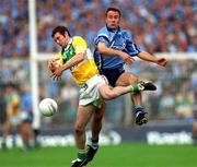 17 June 2001; Gary Comerford of Offaly in action against Paul Curran of Dublin during the Bank of Ireland Leinster Senior Football Championship Semi-Final match between Dublin and Offaly at Croke Park in Dublin. Photo by Ray Lohan/Sportsfile