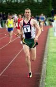 2 June 2001; Liam Reale on his way to winning the Senior Boys 800m during the Nestle sponsored All-Ireland T&F Championships at Tullamore in Offaly. Photo by Ronnie McGarry/Sportsfile