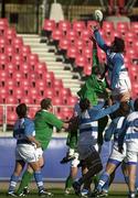 23 June 2001; Mall Breslin of Ireland is beaten in the line-out by Juan Campero of Argentina during the 2001 Southern Hemisphere Under-21 Championship match between Ireland and Argentina at Sydney Showground in Sydney Olympic Park, Australia. Photo by Matt Browne/Sportsfile