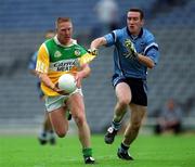 17 June 2001; Neville Coughlan of Offaly in action against Paddy Christie of Dublin during the Bank of Ireland Leinster Senior Football Championship Semi-Final match between Dublin and Offaly at Croke Park in Dublin. Photo by Ray McManus/Sportsfile