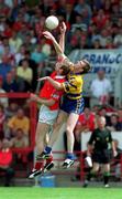 24 June 2001; Nicholas Murphy of Cork in action against Joe Considine of Clare during the Bank of Ireland Munster Senior Football Championship Semi-Final match between Cork and Clare in Pairc Ui Chaoimh in Cork. Photo by Brendan Moran/Sportsfile