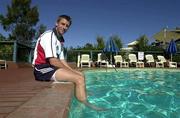 25 June 2001; Tyrone Howe relaxes at the pool following a British and Irish Lions training session at the team hotel in Coffs Harbour, New South Wales, Australia. Photo by Matt Browne/Sportsfile