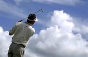 27 June 2001; Padraig Harrington of Ireland watches his tee shot from the seventh tee during the Pro Am ahead of the Murphy's Irish Open Golf Championship at Fota Island Golf Club in Fota Island, Cork. Photo by Brendan Moran/Sportsfile
