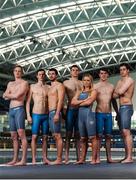 12 May 2016; Ireland swimmers, from left to right, Shane Ryan, Brendan Hyland, Nicholas Quinn, Curtis Coulter, Sycerika McMahon, Jordan Sloan and Alex Murphy prior to departure for the European Swimming Championships in London, United Kingdom, from the16th of May to the 22nd of May 2016. National Aquatic Centre, Abbotstown, Dublin. Picture credit: Seb Daly / SPORTSFILE