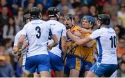 8 May 2016; Tony Kelly, centre, and Shane O'Donnell of Clare, tussles with Waterford's, from left, Jamie Barron, Barry Coughlan, Darragh Fives and Kevin Moran during the Allianz Hurling League, Division 1 Final - Replay, Clare v Waterford, at Semple Stadium, Thurles, Tipperary. Picture credit: Piaras Ó Mídheach / SPORTSFILE
