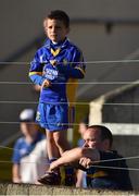 14 May 2016; Eight year old Wicklow supporter Toby Murphy, from Rathnew, Co. Wicklow, watches the game with his dad Clifford at the Leinster GAA Football Senior Championship, Round 1, Laois v Wicklow in O'Moore Park, Portlaoise, Co. Laois. Photo by Matt Browne/Sportsfile