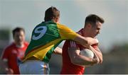 14 May 2016; James Stewart of Louth in action against Seán Gannon of Carlow during the Leinster GAA Football Senior Championship, Round 1, Louth v Carlow in O'Moore Park, Portlaoise, Co. Laois. Photo by Piaras O Midheach/Sportsfile