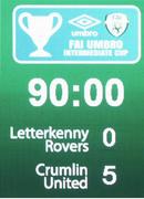 14 May 2016; A general view of the final score displayed on the scoreboard. FAI Intermediate Cup Final, Crumlin United v Letterkenny Rovers. Aviva Stadium, Dublin. Picture credit: Ramsey Cardy / SPORTSFILE