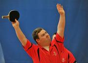 11 June 2010; Ronan Keane, from Sixmilebridge, Clare, celebrates following his victory in the Table Tennis event during the second day of the 2010 Special Olympics Ireland Games. Tailteann Centre, Mary Immaculate Centre, Limerick. Picture credit: Stephen McCarthy / SPORTSFILE