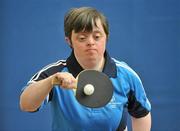 11 June 2010; Anne Hickey, from Rathnapish, Co. Carlow, in action during the Table Tennis event during the second day of the 2010 Special Olympics Ireland Games. Tailteann Centre, Mary Immaculate Centre, Limerick. Picture credit: Stephen McCarthy / SPORTSFILE
