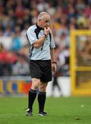 29 May 2010; Referee John Sexton uses a two way radio to communicate with a colleague.  Leinster GAA Hurling Senior Championship, Galway v Wexford, Nowlan Park, Kilkenny. Picture credit: Ray McManus / SPORTSFILE