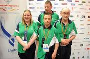 11 June 2010; Connaught Team 4, from left, Caoimhe Dunne, Colin Kelly, Brendan Hehir and Damien McDonnell, back, after receiving their medals for placing tied 6th place in the Team Bowling event during the second day of the 2010 Special Olympics Ireland Games. Funworld, Ennis Road, Limerick. Picture credit: Stephen McCarthy / SPORTSFILE
