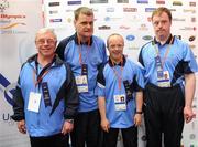 11 June 2010; Eastern Team 5, from left, Edward Hyland, Mark Steele, Alan McKee and Dermot Leavey after receiving their medals after placing tied 6th in the Team Bowling event during the second day of the 2010 Special Olympics Ireland Games. Funworld, Ennis Road, Limerick. Picture credit: Stephen McCarthy / SPORTSFILE