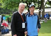 11 June 2010; Athlete Gerry Clail, from Portrane, Dublin, with Micheal O Muircheartaigh during the Pitch & Putt event during the second day of the 2010 Special Olympics Ireland Games. Murroe, Limerick. Picture credit: Stephen McCarthy / SPORTSFILE