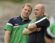 12 June 2010; Fermanagh manager, Malachy O'Rourke, right, and his assistant Johnny McBride, watching on from the sideline. Ulster GAA Football Senior Championship Quarter-Final, Cavan v Fermanagh, Kingspan Breffni Park, Cavan. Picture credit: Oliver McVeigh / SPORTSFILE