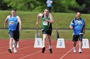12 June 2010; Athletes, from left to right, Raymond Torris, from Dunleer, Co. Louth, John McKiernan, from Tubbercurry, Co. Sligo, and David Doyle, from Dundalk, Co. Louth, in action during 50m walk, division 92, at the 2010 Special Olympics Ireland Games. University of Limerick, Limerick. Picture credit: Diarmuid Greene / SPORTSFILE