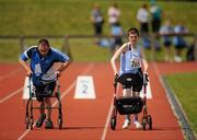 12 June 2010; Ruairi Bailey, from Cabra, Dublin, Eastern Region, right, in action during the athletics events during the third day of the 2010 Special Olympics Ireland Games. University of Limerick, Limerick. Picture credit: Stephen McCarthy / SPORTSFILE