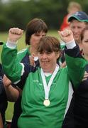 12 June 2010; Linda Cannon, from Athenry, Galway, Connacht Region, with her gold medal for women's 5-a-side football during the third day of the 2010 Special Olympics Ireland Games. University of Limerick, Limerick. Picture credit: Stephen McCarthy / SPORTSFILE