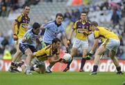 13 June 2010; Grame Molloy, Wexford, in action against Ross McConnell and Niall Corkery, Dublin. Leinster GAA Football Senior Championship Quarter-Final, Dublin v Wexford, Croke Park, Dublin. Picture credit: Oliver McVeigh / SPORTSFILE