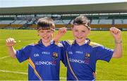15 May 2016; Longford supporters Harry Kiernan, left, aged 11, and Jack Drake, aged 10, both from Granard, Co. Longford, before the Leinster GAA Football Senior Championship, Round 1, Offaly v Longford in O'Connor Park, Tullamore, Co. Offaly. Photo by Piaras O Midheach/Sportsfile