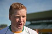 15 May 2016; Alan Mulhall of Offaly is interviewed after the Leinster GAA Football Senior Championship, Round 1, Offaly v Longford in O'Connor Park, Tullamore, Co. Offaly.  Photo by Piaras O Midheach/Sportsfile