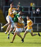 15 May 2016; Matthew Fitzpatrick and Sean McVeigh of Antrim in action against James McMahon of Fermanagh during the Ulster GAA Football Senior Championship Preliminary Round, Fermanagh v Antrim in Brewster Park, Enniskillen. Photo by Oliver McVeigh/Sportsfile