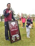 8 May 2016; Former Kerry and Dromid Pearses footballer Declan O'Sullivan speaking after he was presented with a gift from the club during the Piarsaigh Na Dromoda Lá na gClubanna celebrations. Lá Na gClubanna - Piarsaigh Na Dromoda. Páirc an Phiarsaigh, Inse na Toinne, Dromid, Co. Kerry. Picture credit: Diarmuid Greene / SPORTSFILE
