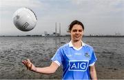 12 May 2016; Dublin stars Ali Twomey, Noelle Healy, David Treacy and Jonny Cooper helped Dublin GAA and sponsors AIG Insurance officially launch the new Dublin jersey today. Available at oneills.com and at sports outlets nationwide for €65, the jersey will be worn for the first time in a game by the Dublin minor hurlers on Saturday against Kilkenny. Pictured at Dollymount is Dublin ladies footballer Noelle Healy. Photo by Stephen McCarthy/Sportsfile