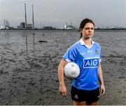 12 May 2016; Dublin stars Ali Twomey, Noelle Healy, David Treacy and Jonny Cooper helped Dublin GAA and sponsors AIG Insurance officially launch the new Dublin jersey today. Available at oneills.com and at sports outlets nationwide for €65, the jersey will be worn for the first time in a game by the Dublin minor hurlers on Saturday against Kilkenny. Pictured at Dollymount is Dublin ladies footballer Noelle Healy. Photo by Stephen McCarthy/Sportsfile