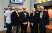 16 May 2016; Uachtarán Chumann Lúthchleas Gael Aogán Ó Fearghail, centre, with Olympic medallists, from left, Kenneth Egan, John Treacy, Michael Carruth and Ronnie Delany at the launch of the 'Ireland's Olympians' exhibition in the GAA Museum, Croke Park, Dublin.  Picture credit: Piaras Ó Mídheach / SPORTSFILE