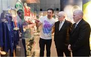 16 May 2016; Legendary boxing and Olympic games commentator Jimmy Magee, centre, with Kenneth Egan, left, who won silver in the light heavy weight, 81kg, boxing competition at the 2008 Beijing Olympic Games and Michael Carruth, winner of the gold medal at welterweight in boxing at the 1992 Olympic Games in Barcelona, at the launch of the 'Ireland's Olympians' exhibition in the GAA Museum, Croke Park, Dublin. Picture credit: Piaras Ó Mídheach / SPORTSFILE