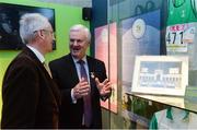 16 May 2016; John Treacy, winner of the silver medal in the Marathon at the 1984 Olympic Games in Los Angeles, with Uachtarán Chumann Lúthchleas Gael Aogán Ó Fearghail at the launch of the 'Ireland's Olympians' exhibition in the GAA Museum, Croke Park, Dublin. Picture credit: Piaras Ó Mídheach / SPORTSFILE