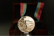 16 May 2016; A detailed view of John Treacy's silver medal won for the Marathon at the 1984 Olympic Games in Los Angeles, at the launch of the 'Ireland's Olympians' exhibition in the GAA Museum, Croke Park, Dublin. Picture credit: Piaras Ó Mídheach / SPORTSFILE