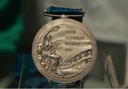 16 May 2016; A detailed view of Sonia O'Sullivan's silver medal won for the 5000m at the 2000 Sydney Olympic Games at the launch of the 'Ireland's Olympians' exhibition in the GAA Museum, Croke Park, Dublin. Picture credit: Piaras Ó Mídheach / SPORTSFILE