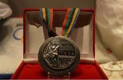 16 May 2016; A detailed view of Wayne McCullogh's silver medal won in the bantamweight boxing competition at the 1992 Barcelona Olympic Games at the launch of the 'Ireland's Olympians' exhibition in the GAA Museum, Croke Park, Dublin. Picture credit: Piaras Ó Mídheach / SPORTSFILE