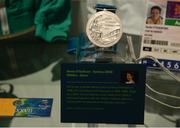 16 May 2016; A general view of Sonia O'Sullivan's silver medal won for the 5000m at the 2000 Sydney Olympic Games at the launch of the 'Ireland's Olympians' exhibition in the GAA Museum, Croke Park, Dublin. Picture credit: Piaras Ó Mídheach / SPORTSFILE