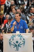 13 June 2010; Special Olympics Ireland CEO Matt English speaking at the closing ceremony during the final day of the 2010 Special Olympics Ireland Games. University of Limerick, Limerick. Picture credit: Stephen McCarthy / SPORTSFILE