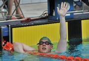 13 June 2010; Derek Gavin, from Headford, Co. Galway, Connaught, celebrates after winning the Mixed 200m Backstroke division 1 Final at the 2010 Special Olympics Ireland Games. University of Limerick, Limerick. Picture credit: Diarmuid Greene / SPORTSFILE