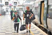 13 June 2010; Connacht Region athlete Matthew Forde, from Salthill, Galway, prepares to board his train with coach John Kinneen following the final day of the 2010 Special Olympics Ireland Games. Limerick Railway Station, Limerick. Picture credit: Stephen McCarthy / SPORTSFILE