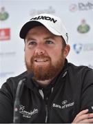 17 May 2016; Shane Lowry speaking at a press conference during the practice day prior to the Dubai Duty Free Irish Open Golf Championship at The K Club in Straffan, Co. Kildare. Photo by Matt Browne/Sportsfile