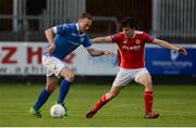 17 May 2016; David Scully, Finn Harps, in action against Lee Desmond, St Patricks Athletic, during the SSE Airtricity League Premier Division, St Patrick's Athletic v Finn Harps, Richmond Park, Dublin. Photo by David Fitzgerald/Sportsfile