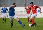 17 May 2016; Mark Timlin of St Patricks Athletic in action against Adam Hanlon of Finn Harps during the SSE Airtricity League Premier Division, St Patrick's Athletic v Finn Harps, Richmond Park, Dublin. Photo by David Fitzgerald/Sportsfile