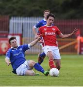 17 May 2016; Lee Desmond of St Patricks Athletic in action against Adam Hanlon of Finn Harps during the SSE Airtricity League Premier Division, St Patrick's Athletic v Finn Harps, Richmond Park, Dublin. Photo by David Fitzgerald/Sportsfile
