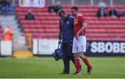 17 May 2016; Conan Byrne, St Patricks Athletic, is substituted in the second half with an injury during the SSE Airtricity League Premier Division, St Patrick's Athletic v Finn Harps, Richmond Park, Dublin. Photo by David Fitzgerald/Sportsfile